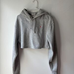 Champion Cropped Grey Hoodie